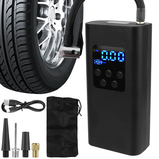 Portable tire air pump on the go