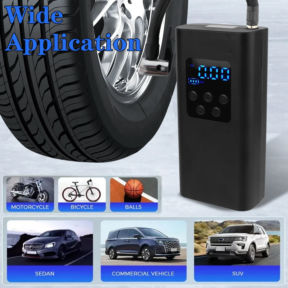 Portable tire air pump on the go